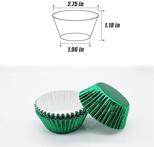 Green Foil Cupcake Liners,GOLF 100 Pack Metallic Baking Cups Standard Size