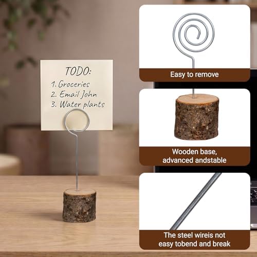 20 Pcs Wood Place Card Holders, Rustic Wood Table Number Holders Stands and 30 Pcs Kraft Place Cards, Wooden Name Cards Photo Holders for Wedding Party Sign Food Cards Label