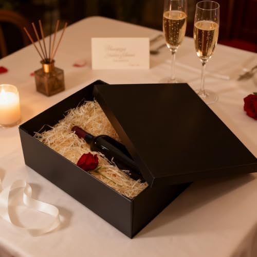 Gift Box, 16.5x13x5.5 inches Large Black Gift Boxes with Lids for Presents