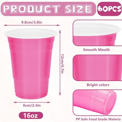 Whaline 60 Pcs Halloween Colored Plastic Cups 16 Oz Light Green Pink Green Plastic Cup Witch Party Disposable Cup for Birthday Baby Shower Party Gathering Festive Celebrations