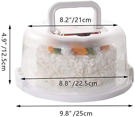 Plastic Small Cake Carrier Holder Round Container with Handles Suitable for 6~8 inch Diameter and 4 inch Height Small Cake (White)