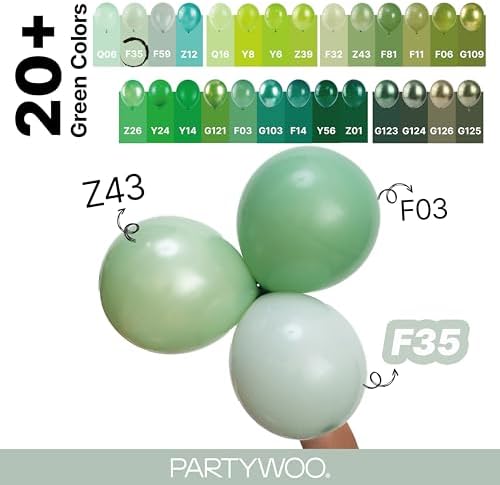 PartyWoo Dusty Green Balloons 140pcs Sage Olive Eucalyptus Green Boho Color