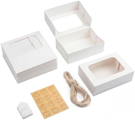 YEKTFS 24Pcs Cookie Boxes with Window, 9x6x3In Bakery Boxes for Gift Giving