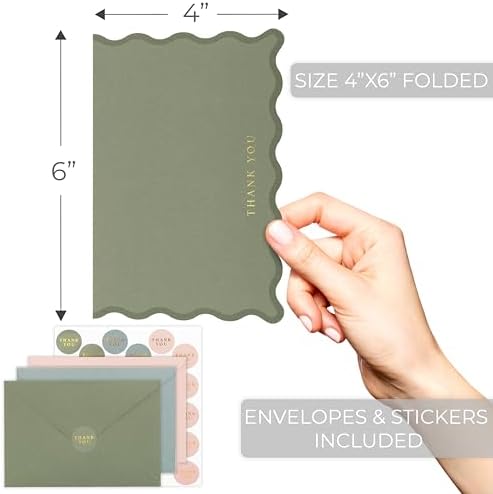 ZICOTO Beautiful Thank You Cards Set of 30 With Envelopes and Stickers