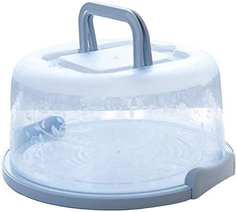 Plastic Small Cake Carrier Holder Round Container with Handle Suitable for 6~8 inch Diameter and 4 inch Height Small Cake (Blue)