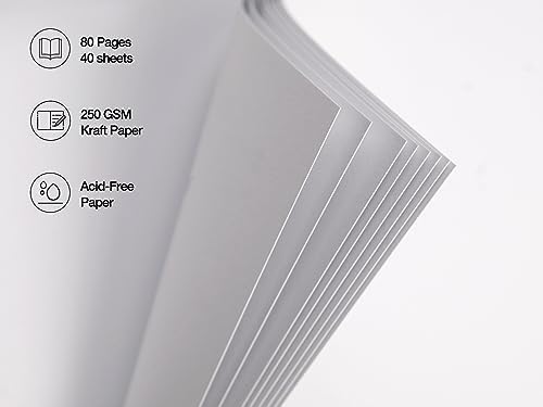 potricher 8 x 8 Inch DIY Scrapbook Album 80 Pages with Kraft Paper, White