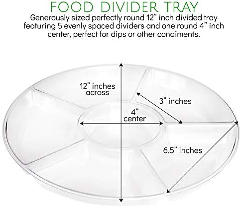 Plasticpro 6 Sectional Round Plastic Serving Tray/Platters Clear Pack of 2