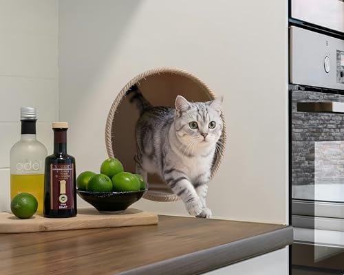 FLFK Cute Cat Wall Decal - Removable Peel and Stick Cat Sticker with 3D Effect for Toilet Kitchen Offices, Tabby Stepping Out