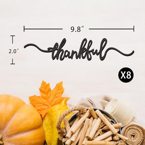 Thanksgiving Cutout Wood Table Place Card (8, Thankful Black)