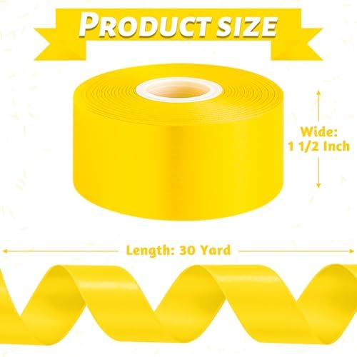 30 Yards 1 1/2 in Yellow Ribbon for Gift Wrapping Birthday Christmas Party