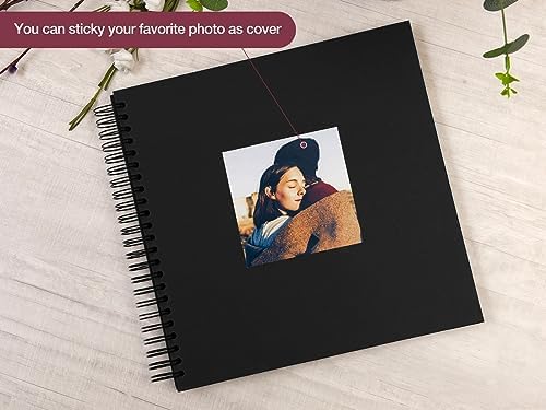 potricher 12 x 12 Inch Large DIY Scrapbook Photo Album 80 Pages, Black