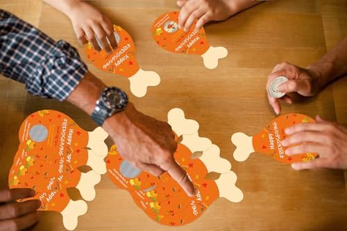 JUESMOS 30Pcs Friendsgiving Scratch off Cards Turkey Legs DIY Scratch Prize Cards Thanksgiving Party Games Fall Harvest Scratch-off Card for Friends Family Adults Fun Thanksgiving Dinner Activities