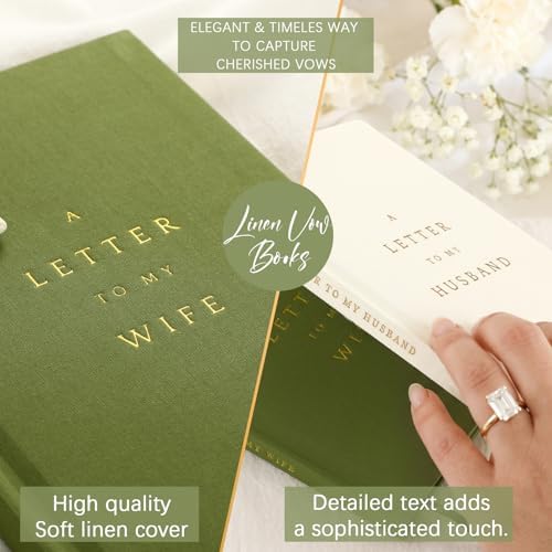 Set of 2 Wedding Vow Books His and Hers,Stylish, White & Green