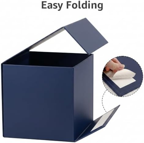 LIFELUM Navy Blue Gift Box for Groomsmen with Magnetic Lid, 7"x7"x7"