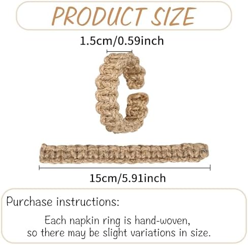 Meplait Napkin Rings Set of 6, Boho Napkins Holders Ring for Table, Brown