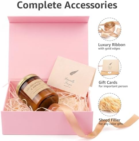 LIFELUM Pink Gift Box for Wedding with Magnetic Lid, 9.5"x7"x3.5"