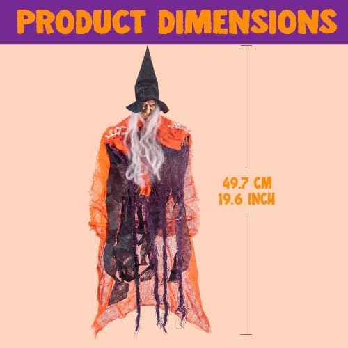 JOYIN 4 Pcs 19.6” Hanging Witch Halloween Decorations Outdoor Indoor Flying Haunted House Scary Decor for Lawn Garden Yard
