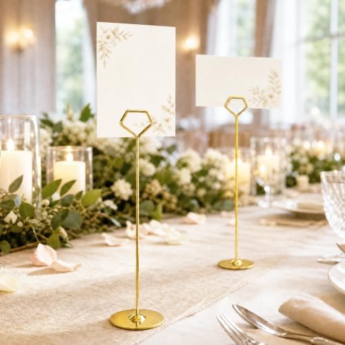 16 Pack 12 Inch Table Number Holders, Gold Diamond Place Card Holders