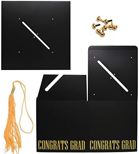 MerryJoyParty Graduation Card Box Graduation Card Holder Original Graduation Cap Shaped Card Box with Real Tassel for Graduation Party Supplies