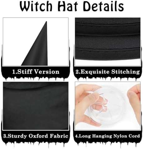 15 Pcs Halloween Decorative Witch Hats Thick Black Hanging Witch Hats