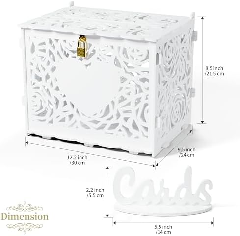 Jolik Love Wedding Card Box with Sign, Large Rustic Locking Money Box Holder for Wedding Reception, Gift Card & Envelope Storage, DIY Anniversary & Birthday Party Decoration