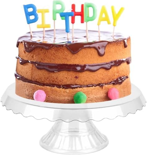 Essential Clear Cake Stand – Round Plastic Dessert Display for Parties, Weddings & Birthdays – Cupcake Holder, Candy Tray, Lightweight & Reusable – 10+ Colors