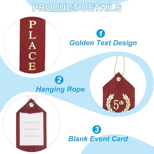 PATIKIL Award Ribbons, 36 Pcs 5th Place Prize Medal Ribbon with Event Card & Rope for Sports Events Competitions Challenges Prize Ornaments, Dark Red
