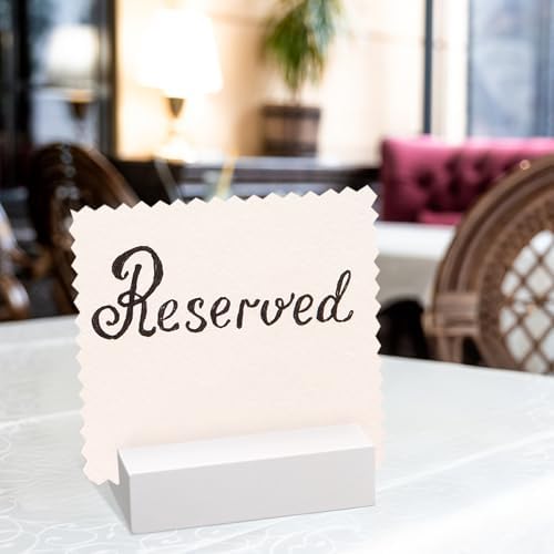 Blosssound 12 Pcs Wood Place Card Holder, White, 3 x 1.6 x 0.8 Inches