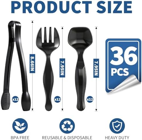 36 Pcs 9 Inch Plastic Serving Utensils Set, for Large Party