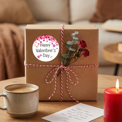 120Pcs Valentine Heart Stickers, 2 Inch Round Labels for Kids Classroom Exchange, Self Adhesive Seals for Treat Bags, Cards, Envelopes, Party Favors & Gift Wrap (Valentine’s Day)