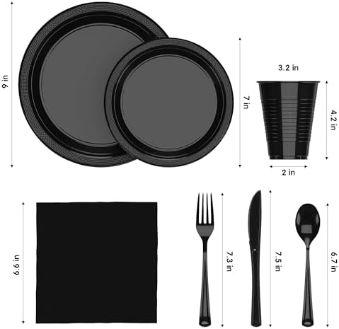 Exquisite 350 Pcs Black Plates and Napkins Party Supplies Plate Sets