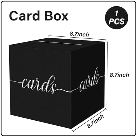 Black and Silver Foil Card Box for Party, 8.7", 1 Pack