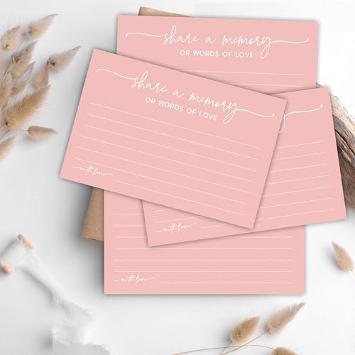 50 Pcs Share A Memory Of Love Cards - 4"x 6"Double Sided Fill- Memory Cards For Wedding, Graduation, Anniversary, Birthday, Retirement Party - Celebration Of Life Keepsake Cards（Minimalism Pink）- A01
