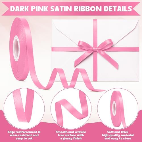 30Yards 3/8In Hot Pink Thin Ribbon for Gift Wrapping Baby Shower Birthday