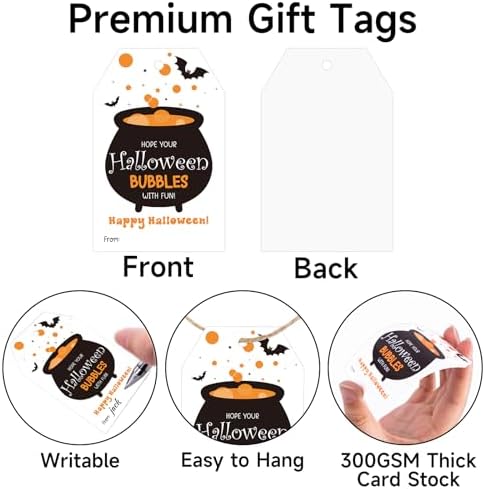 joycraft Happy Halloween Tags with String - 50Pcs Halloween Cauldron Tags