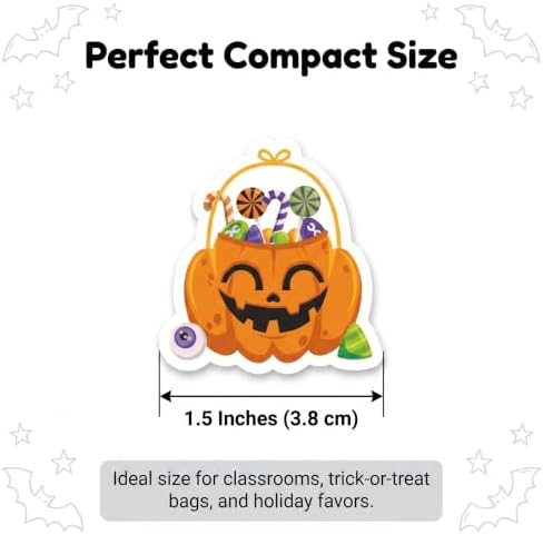 500 PCS Cute Halloween Stickers Roll, 1.5" Die-Cut Cartoon Ghost Pumpkin Zombie Decals, 8 Spooky Self-Adhesive Paper Labels for Teacher Classroom Rewards, Party Favors, Trick or Treat Envelope Seals