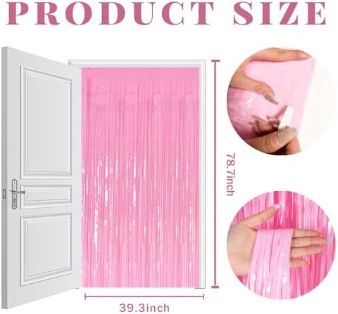 10 Pack Backdrop Party Decorations Pink Tinsel Curtain Party Backdrop Foil Fringe Birthday Decorations Photo Booth Streamer Backdrop Pink Theme Bachelorette Graduation Party Decorations