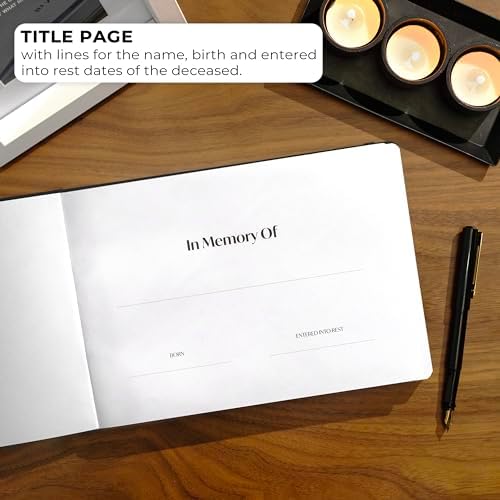 Skyline Funeral Guest Book, Memorial Service Sign-In, Black