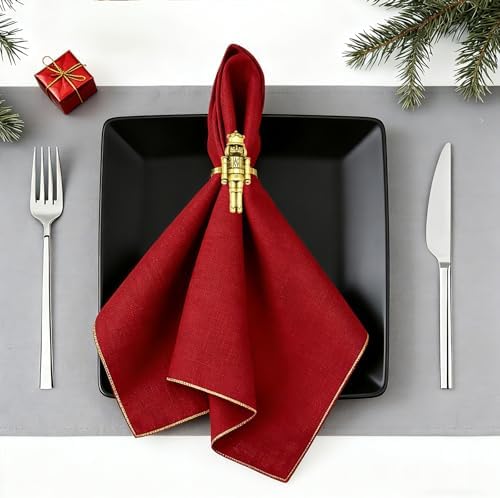 Christmas Napkin Rings Set of 12 for Xmas New Year Party Decor