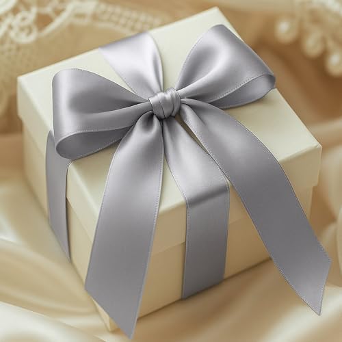 30 Yards 1 1/2 in Gray Ribbon for Gift Wrapping Birthday Holiday Decor