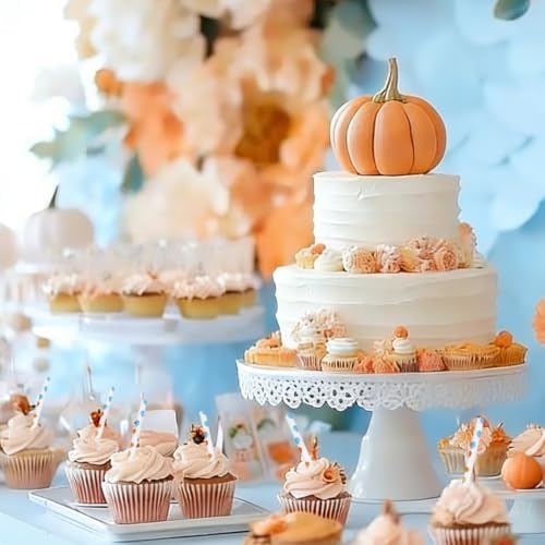 Whaline 200Pcs Fall Paper Straws Blue Orange Pumpkin Disposable Straws Little Pumpkin Baby Shower Drinking Straw for Autumn Harvest Thanksgiving Halloween Party Supplies