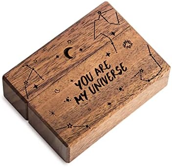 Wooden Engagement Ring Box Small Slim Proposal Wedding Ring Case