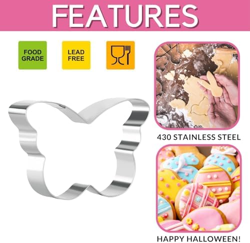 Easter Cookie Cutters, 9 Pieces Chick Carrot Egg Bunny Butterfly Rabbite Cross Flowers Shapes Metal Stainless Steel Biscuit Cutters Holiday Themed Baking Kit