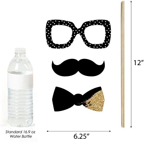 Class Reunion - Black & Gold Photo Booth Prop Kit, DIY Props - 20pc
