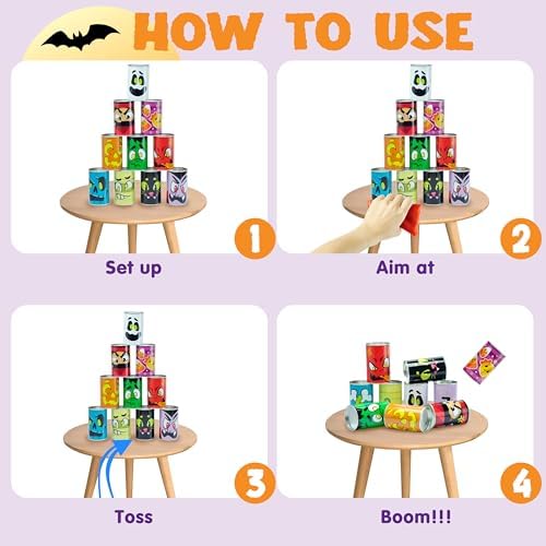 JOYIN 13 Pcs Halloween Carnival Can Bean Bag Toss Games for Kids & Adults Trick or Treat Decoration, Home Decor Party Favors Supplies, Homeschooling Backyard Game