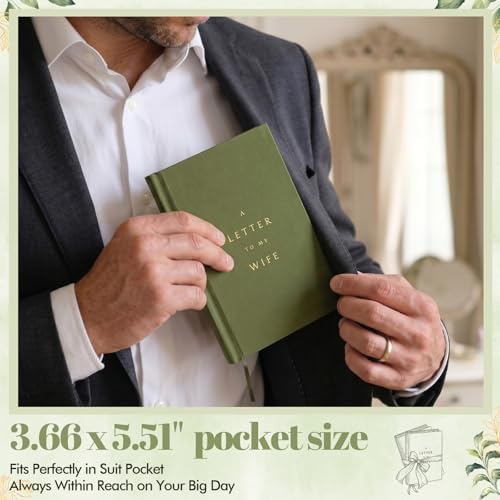 Set of 2 Wedding Vow Books His and Hers,Stylish, White & Green