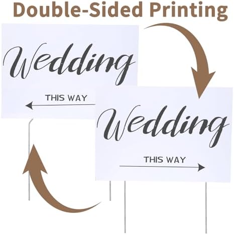 3-Pack Wedding Signs - 1 Parking & 2 Wedding This Way Sign with Stakes