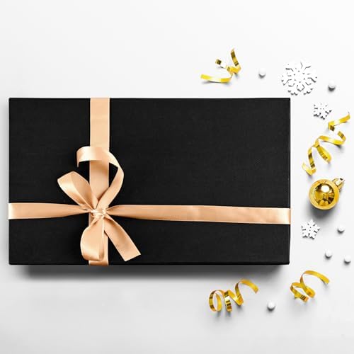 LIFELUM Black Magnetic Gift Box for Birthday Presents, 14"x8.5"x4.5"