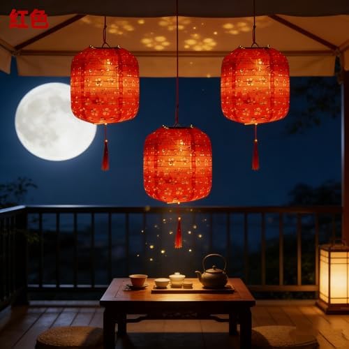10PCS Red Paper Lanterns with LED Lights,Cute 6 Inch Lantern Hanging Paper Lanterns Lamp for Lunar New Year Spring Ceremony Wedding,Mid-Autumn, Party Decoration