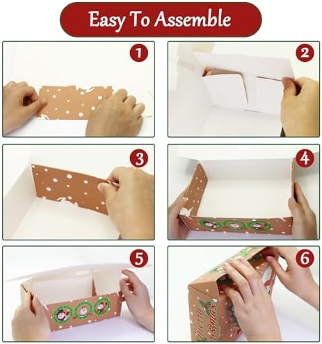 ZMCINER 12 PCS Christmas Cookie Boxes for Gift Giving Christmas Bakery Boxes Treat Boxes Baking Boxes with Window for Pastries, Cupcakes, Brownies, Donuts, Gift-Giving 8.75 x 5.75 x 2.75 Inches